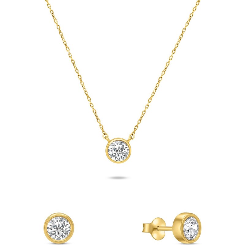 Brilio Silver Pozlátený set šperkov so zirkónmi SET220Y (náhrdelník, 66579496