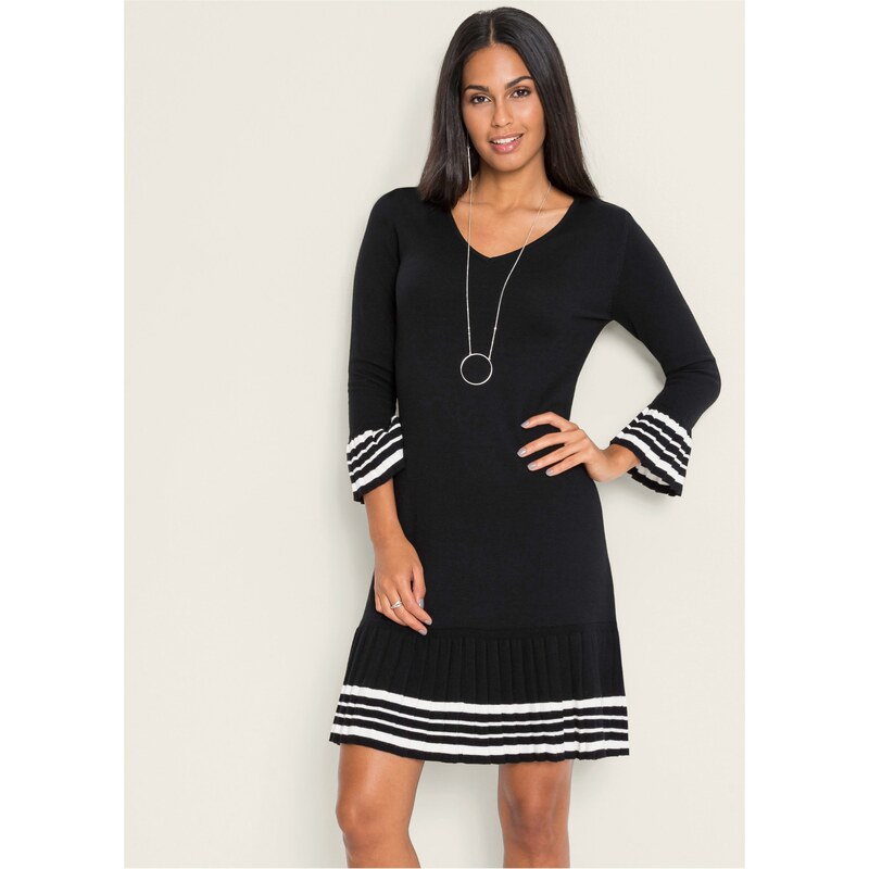 bonprix Pletené šaty z padavého viskózového mixu, farba čierna 45572340