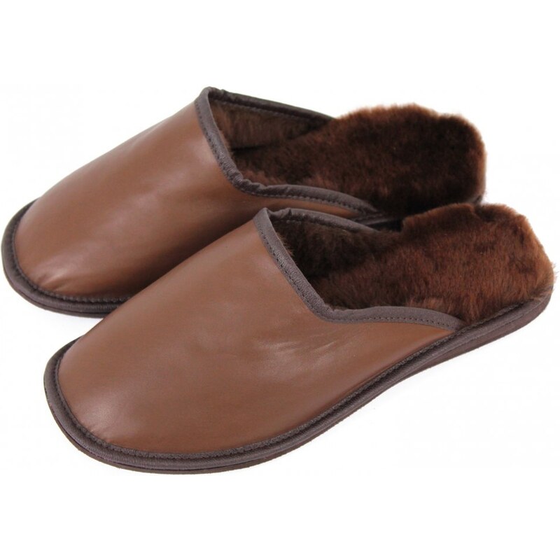 GP Pánske kožušinové papuče David široké - hladké 47271761