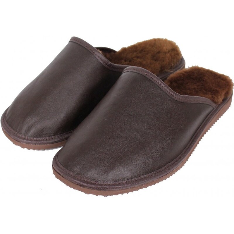 GP Pánske kožušinové papuče David široké - hladké 47271790