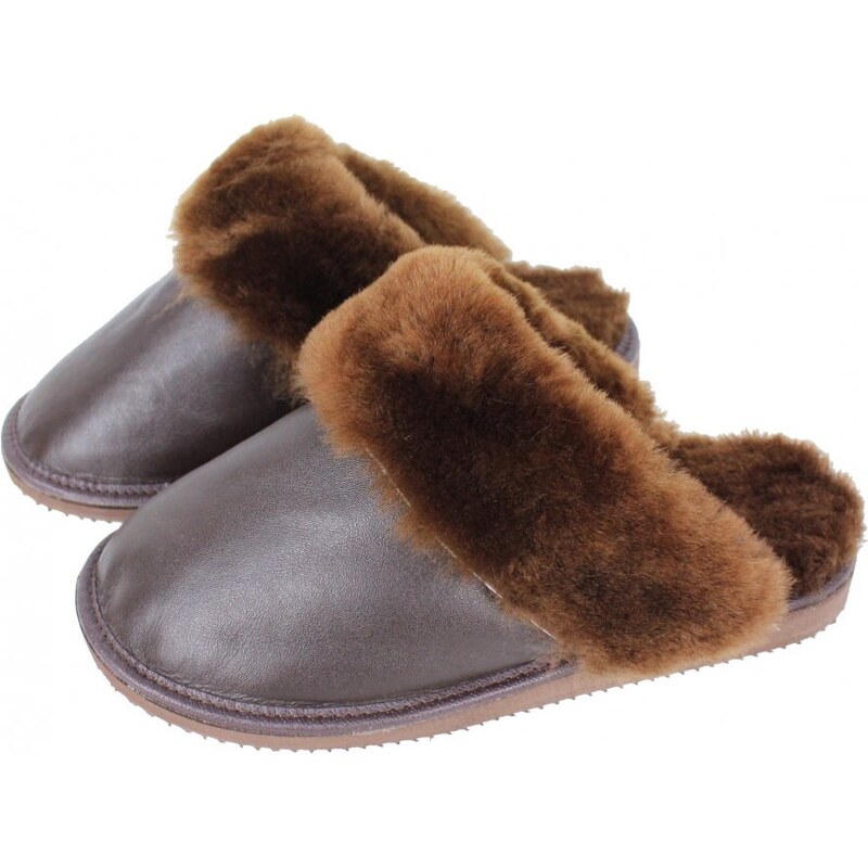 GP Dámske kožušinové papuče široké Zuzana hladké 47271791