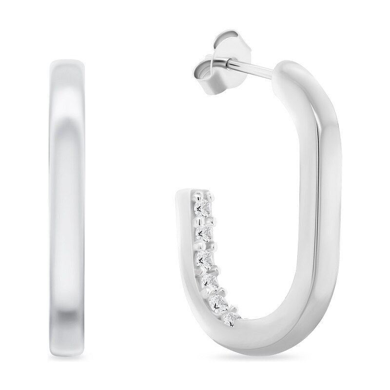 Brilio Silver Elegantné strieborné oválne náušnice so zirkónmi EA992W 66585940