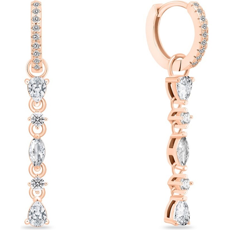 Brilio Silver Elegantné bronzové náušnice 2v1 s kubickými zirkónmi 66594892