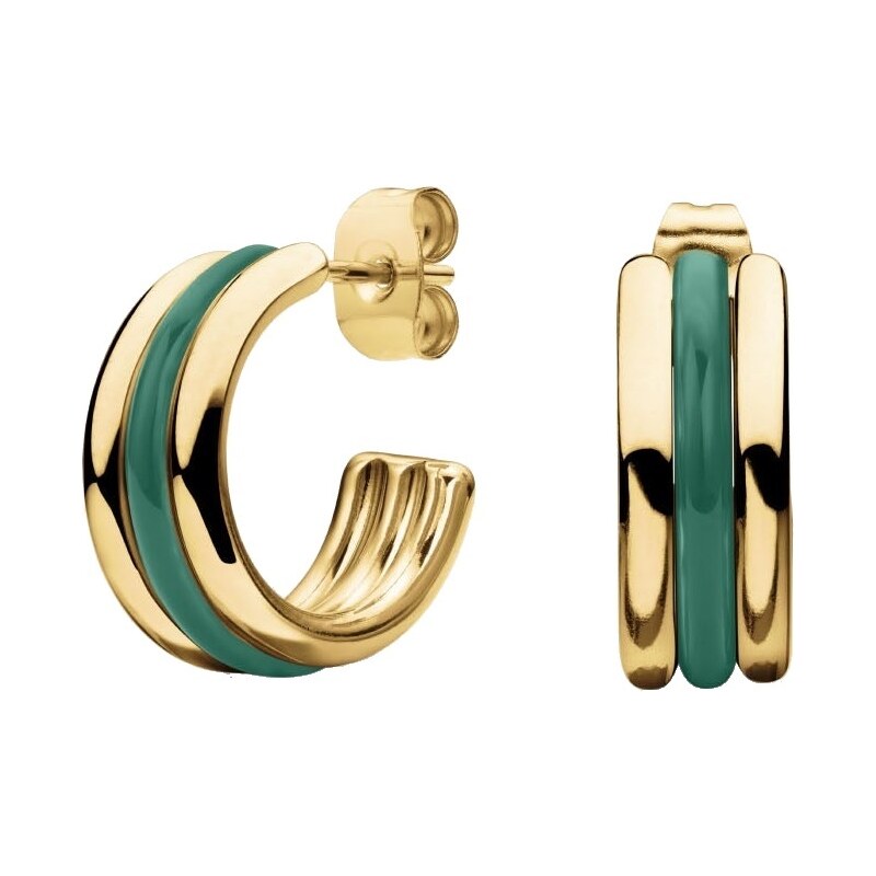 Rosefield Štýlové pozlátené kruhové náušnice Emerald JEETG-J716 66594780