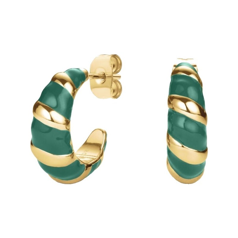 Rosefield Slušivé pozlátené kruhové náušnice Emerald JEECG-J717 66595264