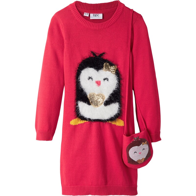 bonprix Vianočné pletené šaty (2-dielna sada), farba červená 44732662