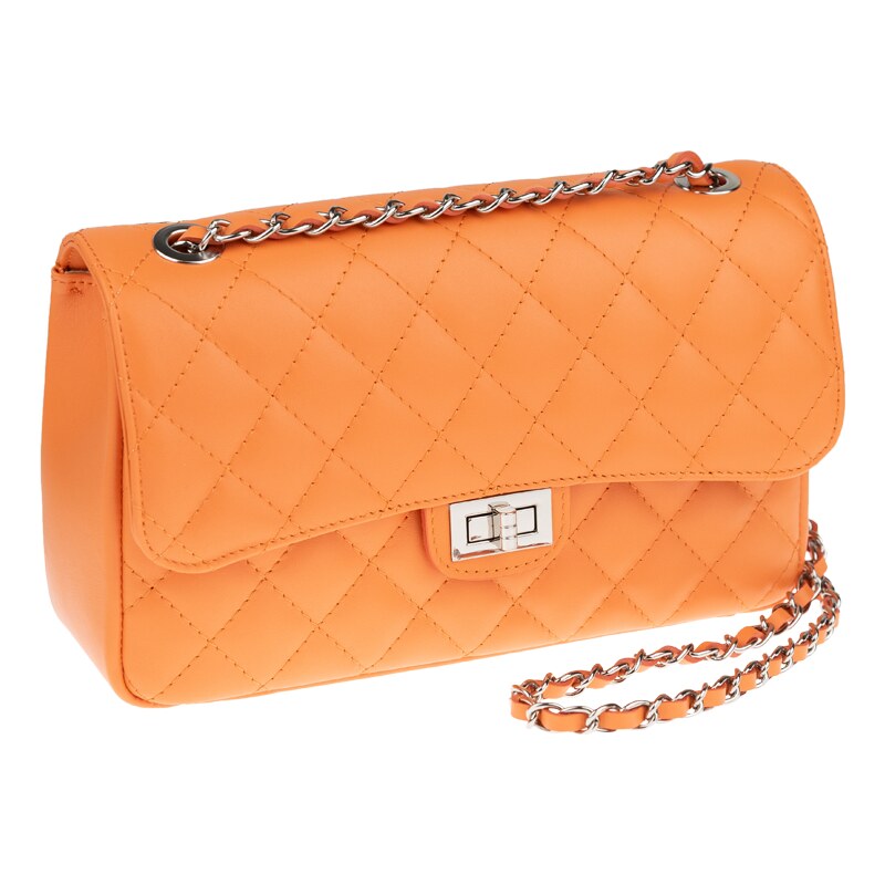 Oranžová kožená talianska crossbody kabelka Eliana Argento Arancia 47293253