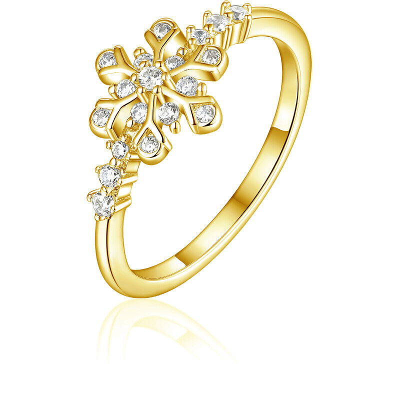 Olivie Strieborný prsteň SNEHOVÁ VLOČKA GOLD 8053 47339333