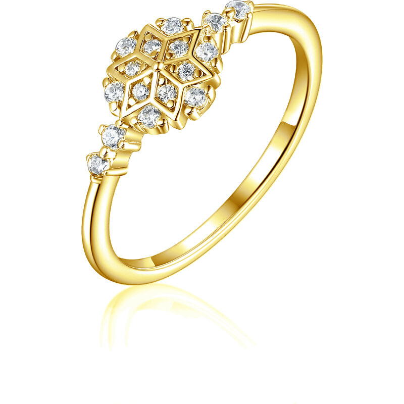 Olivie Strieborný prsteň SNEHOVÁ VLOČKA GOLD 8056 47307773