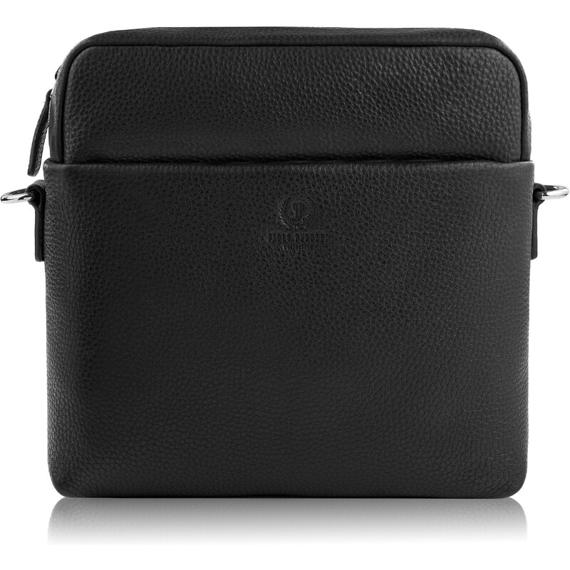 PAOLO PERUZZI Pánska kožená taška na rameno AV-03-BL | čierna AV-03-BL 47295275