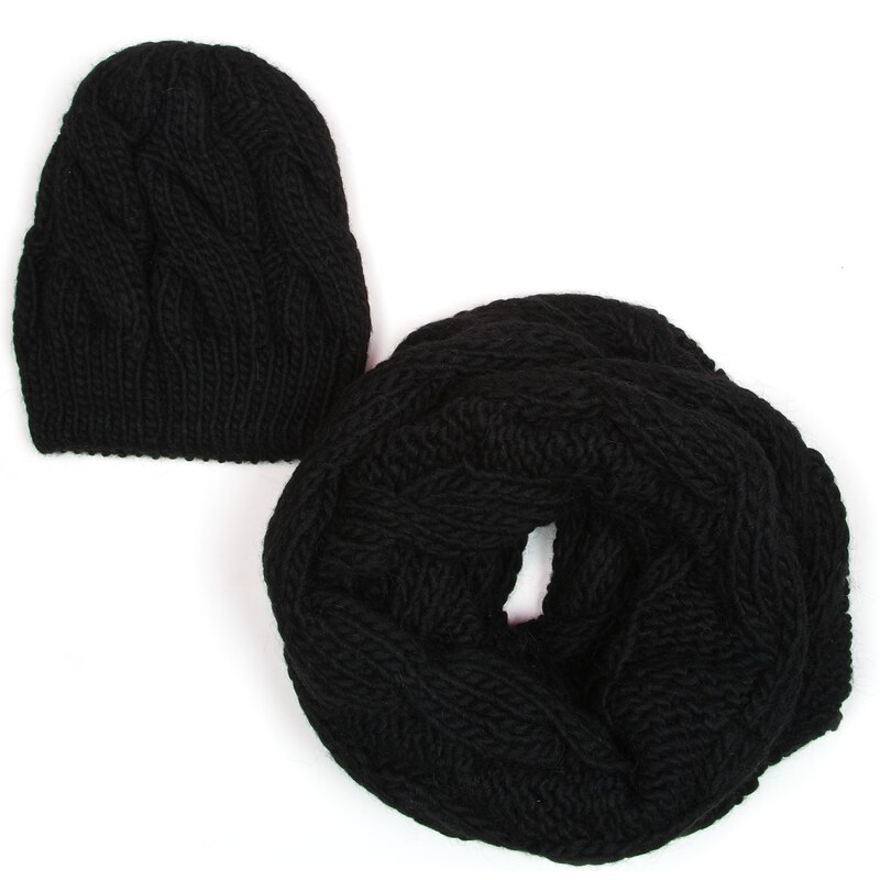 Blaire Dámsky pletený set šálu a čiapky Nina čierny 64987369