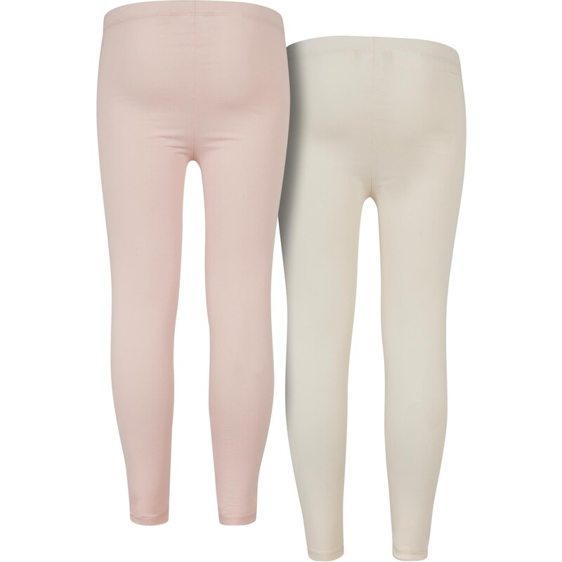 E-shop Urban Classics Girls Jersey Leggings 2-Pack Pink/White Sand