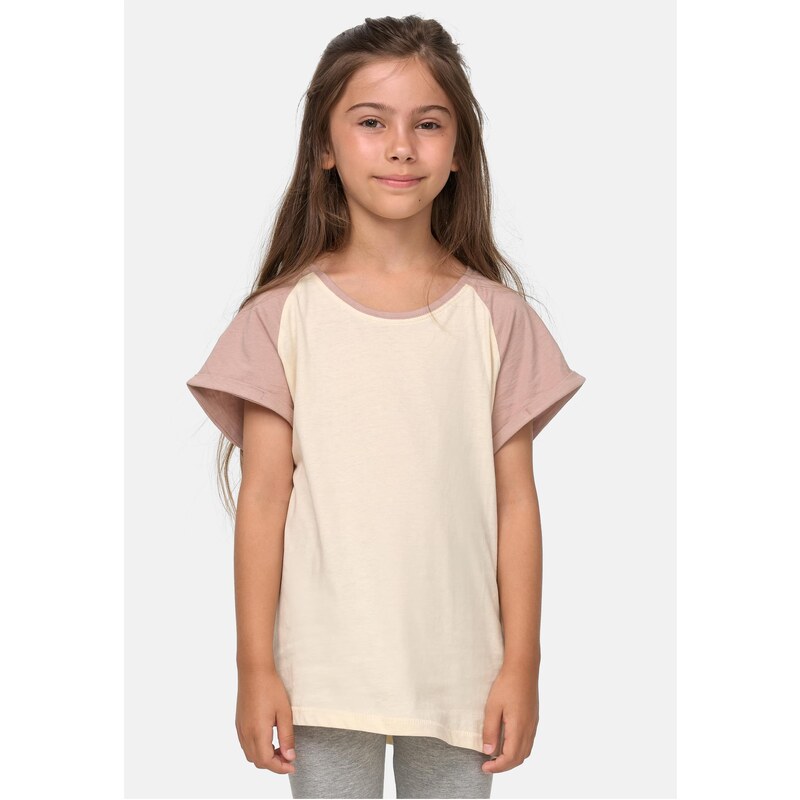 E-shop Urban Classics Girls Contrast Raglan Tee whitesand/duskrose