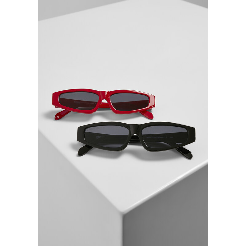 Urban Classics Lefkada 2-Pack Sunglasses Black/Black+Red/Black 50682048