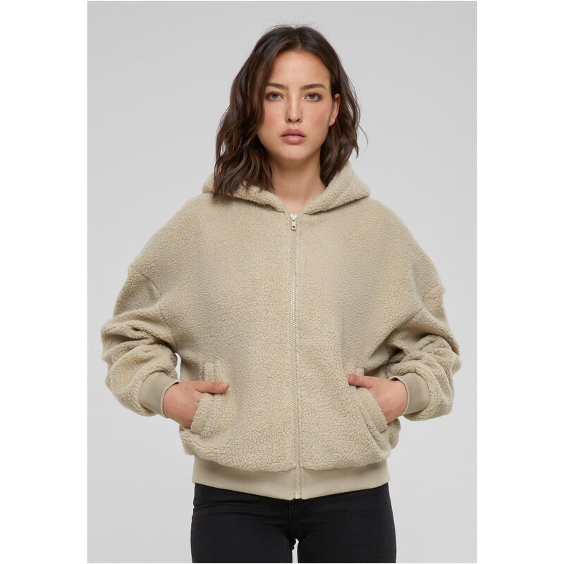 Urban Classics Womens Wet Sand Hooded Sherpa Zip Oversized 65987731