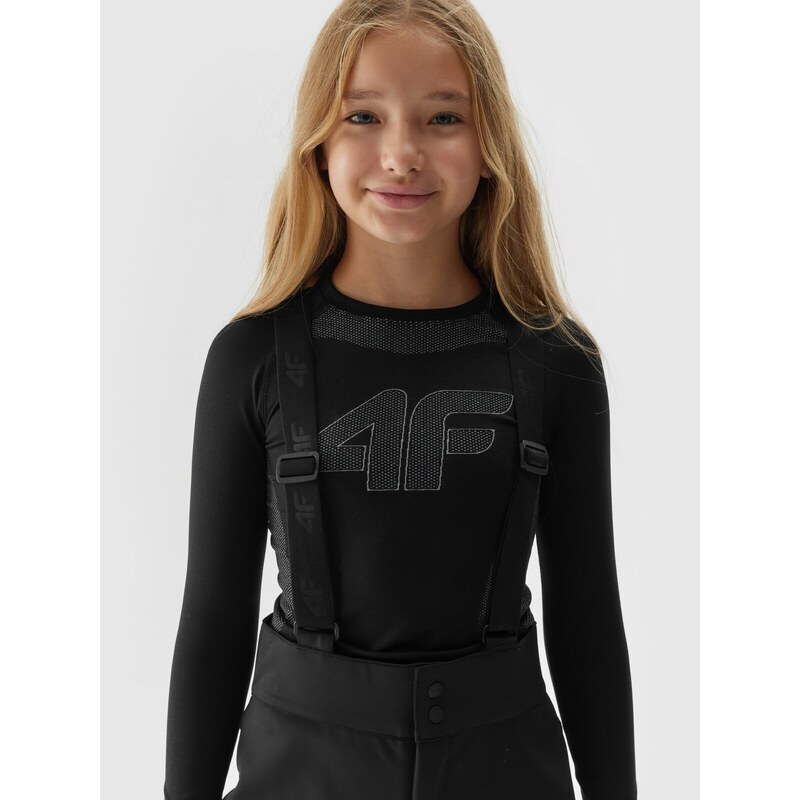 4F Dievčenské lyžiarske softshellové nohavice s membránou 5000 - čierne
