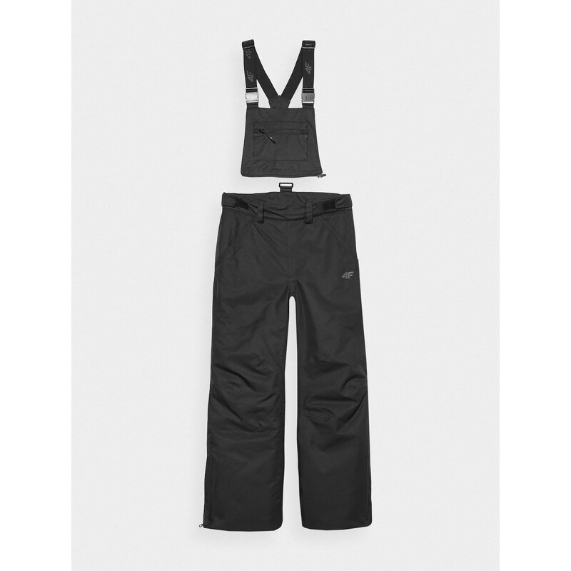 4F Dievčenské lyžiarske nohavice s trakmi a membránou 10000 - čierne
