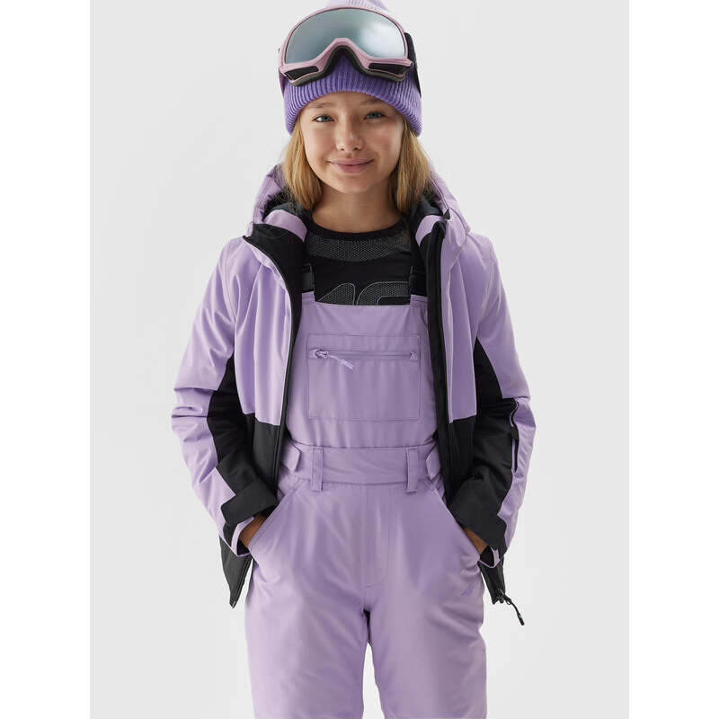 4F Dievčenská lyžiarska bunda s membránou 5000 - fialová