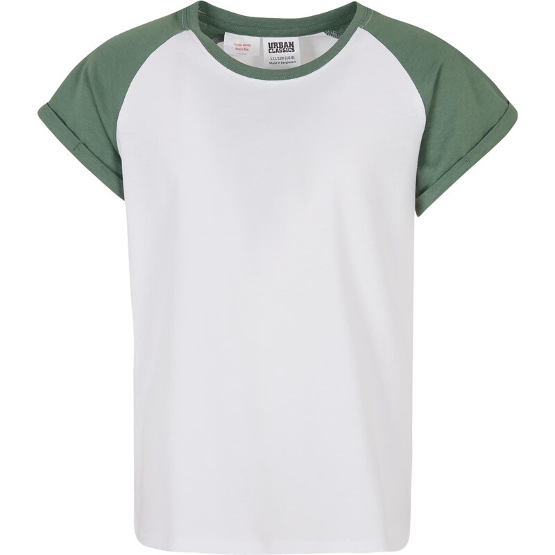 E-shop Urban Classics Girls contrasting raglan t-shirt white/sage