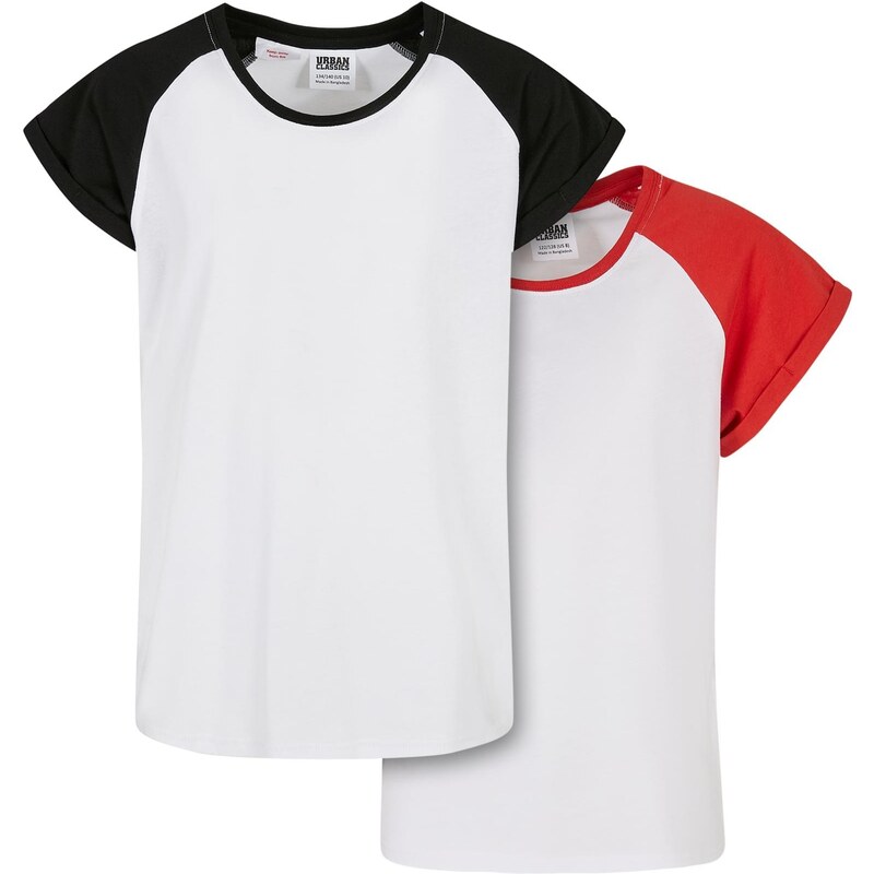 Urban Classics Girls Contrasting Raglan T-Shirt 2-Pack White/Hugered 50564548