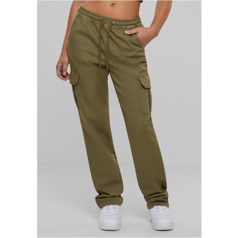 Urban Classics Womens Cargo Twill Trousers Tiniolive High Waist 50686435