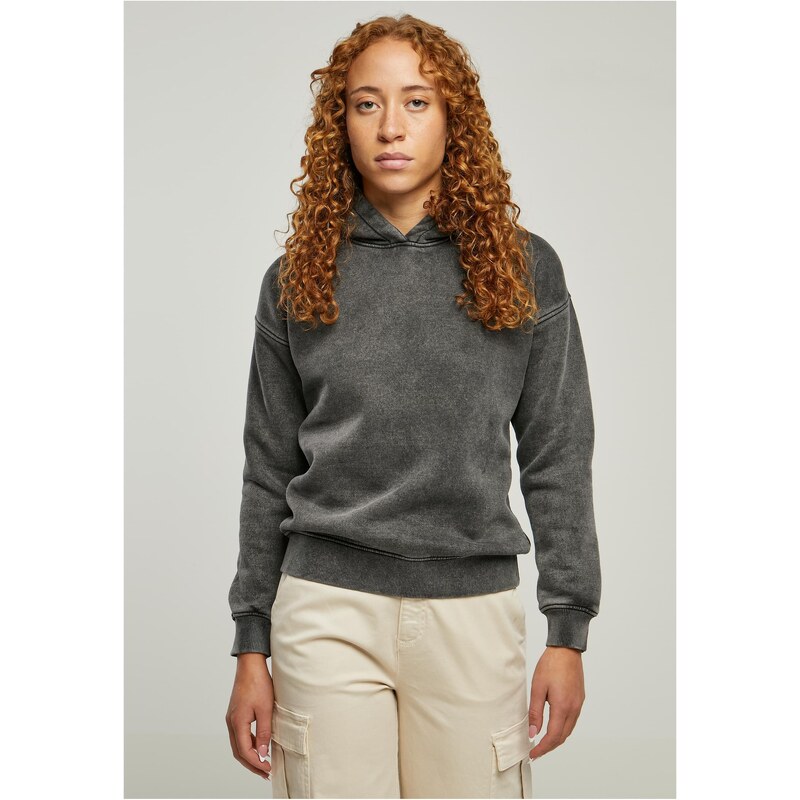 Urban Classics Womens Black Hooded Stone Washed 64777535