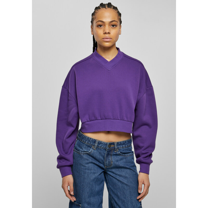 Urban Classics Womens cropped V-neckline realviolet 50541867