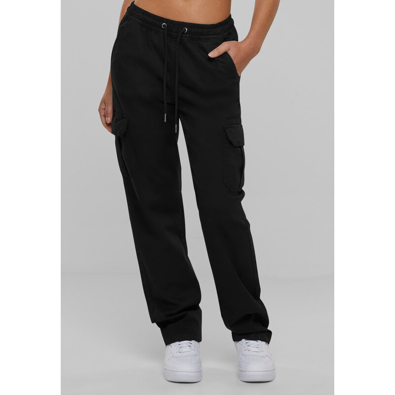 Urban Classics Womens Cargo Twill High Waisted Trousers - Black 50648508