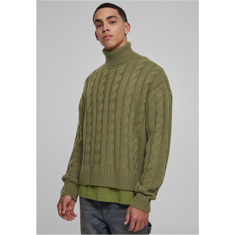 UC Men Boxy Roll Neck Sweater Tiniolive
