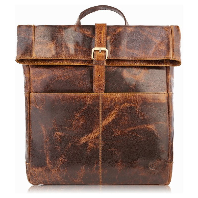 PAOLO PERUZZI Prémiový kožený batoh na notebook AV-02-BR | hnedá AV-02 47321110