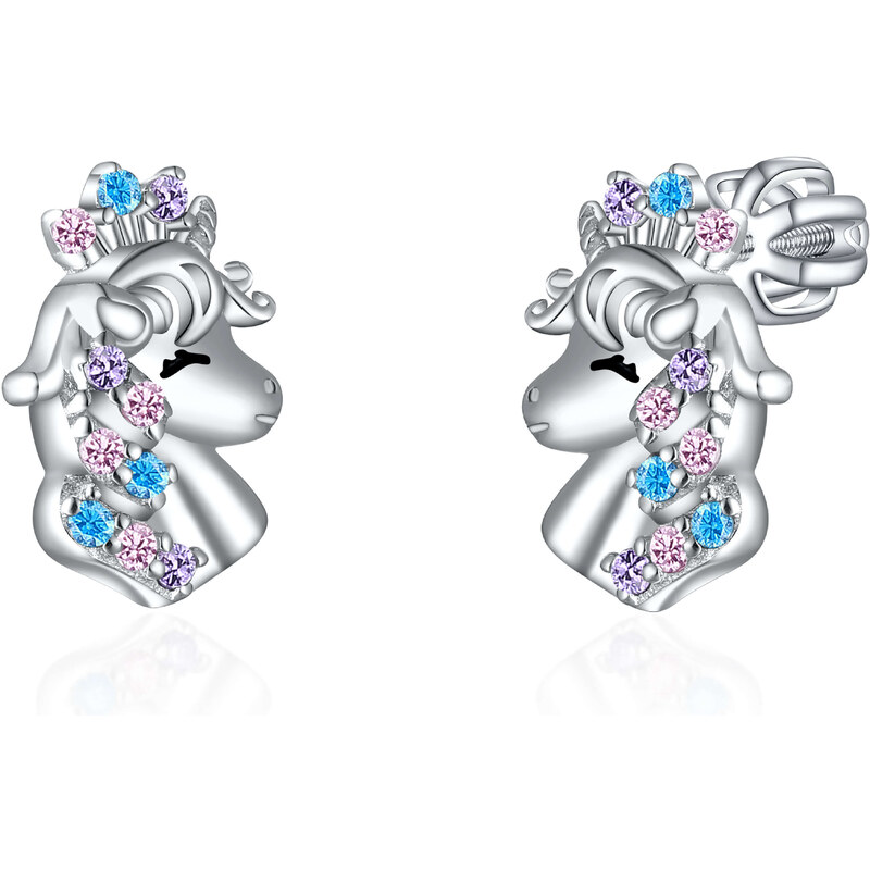 Olivie Strieborné náušnice na skrutku JEDNOROŽEC 8082 47332768