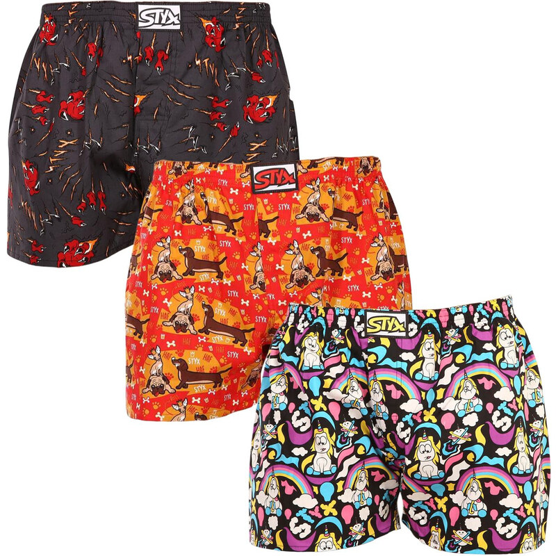 3PACK pánske trenky Styx art klasická guma viacfarebné (3A11824) 47324442