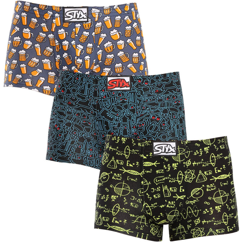 3PACK pánske boxerky Styx art klasická guma viacfarebné (3Q12672) 47324443