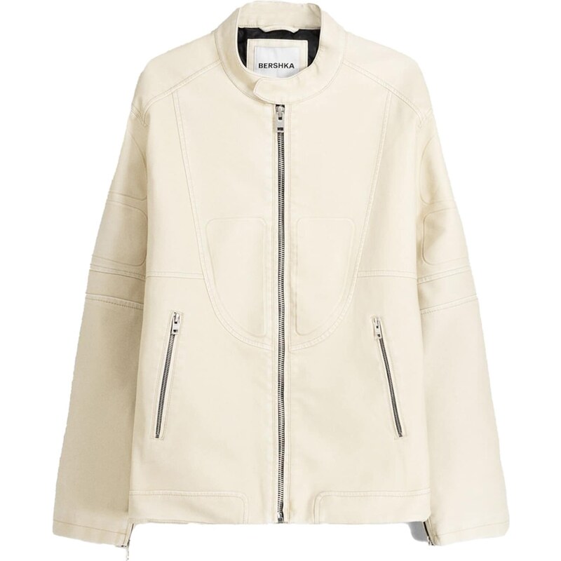 Bershka Prechodná bunda biela ako vlna 54274529