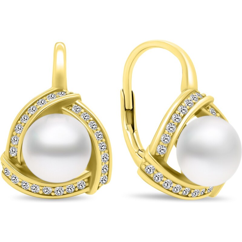 Brilio Silver Luxusné perlové náušnice z pozláteného striebra EA393Y 66594533