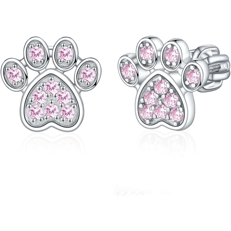 Olivie Strieborné náušnice na skrutku LABKA PINK 8093 47332779