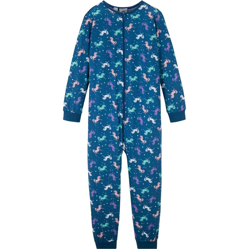 bonprix Dievčenský pyžamový overal+overal pre bábiku (2-dielna súprava), farba modrá, rozm. 164/170