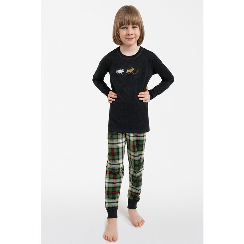 Italian Fashion Vianočné chlapčenské pyžamo Seward grafitové-128, 47332759