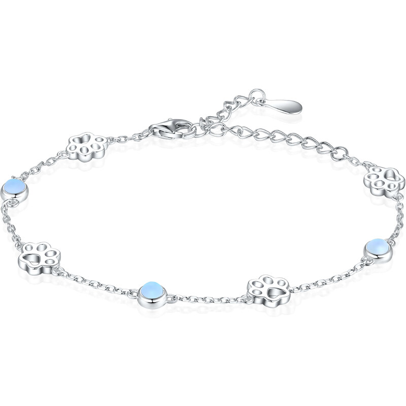 Olivie Strieborný náramok MESAČNÝ KAMEŇ s labkami 8117 47359710