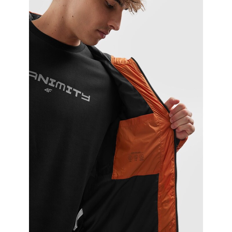 4F Pánska zatepľovacia bunda so syntetickou výplňou - oranžová
