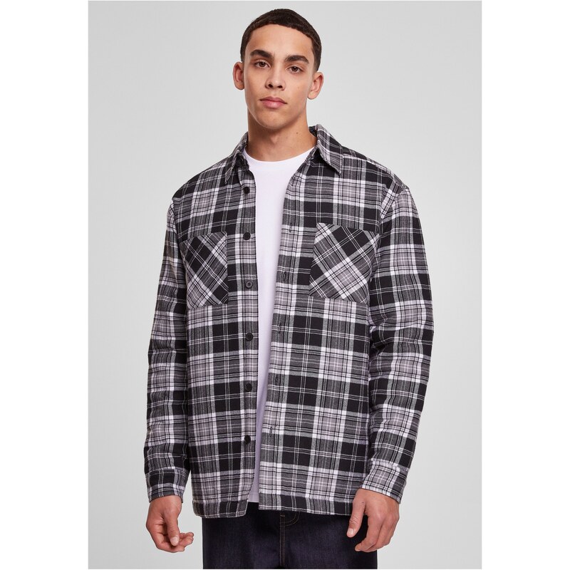 Urban Classics Padded plaid shirt jacket black/white 50680326