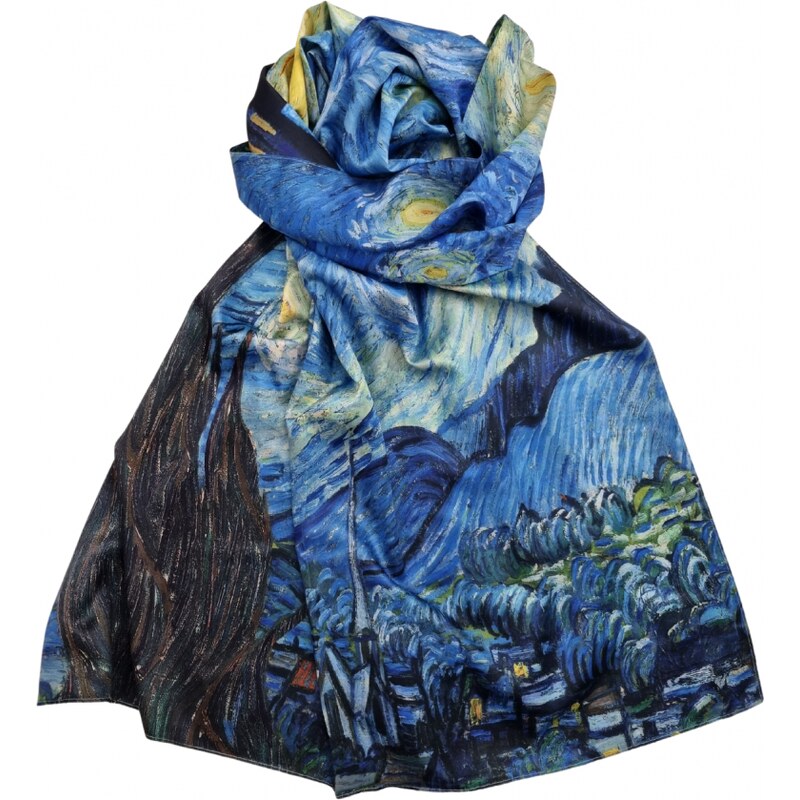 Katrins Fashion Hodvábny Dámsky elegantný šál Van Gogh 34357031