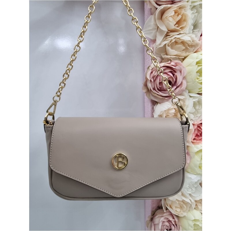 E-shop Katrins Fashion Šedohnedá Kožená Crossbody kabelka BAGGER