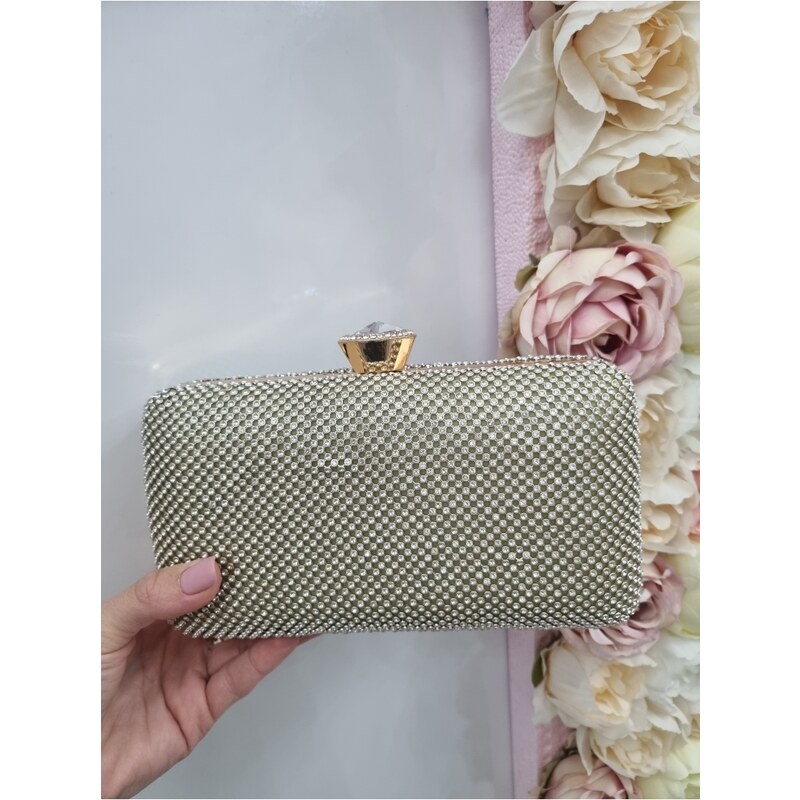 Katrins Fashion Zlatá štrasová spoločenská kabelka 46046695