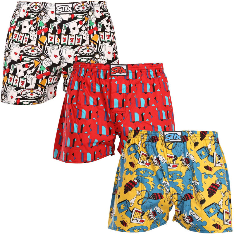 3PACK pánske trenky Styx art klasická guma viacfarebné (3A15390) 47377245