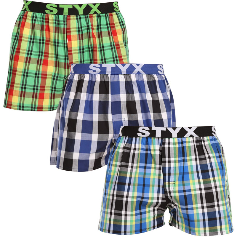 3PACK pánske trenky Styx športová guma viacfarebné (3B11789) 47377248