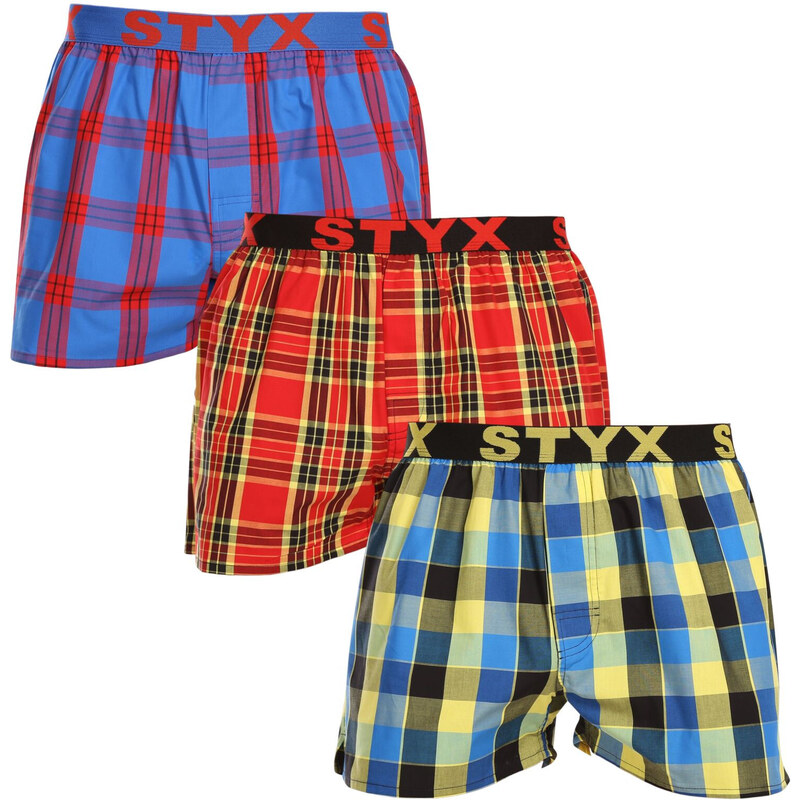 3PACK pánske trenky Styx športová guma viacfarebné (3B11456) 47377249