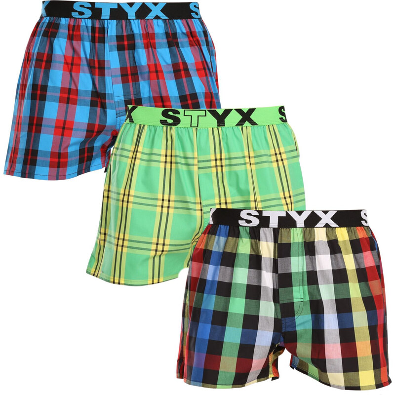 3PACK pánske trenky Styx športová guma viacfarebné (3B11123) 47377250