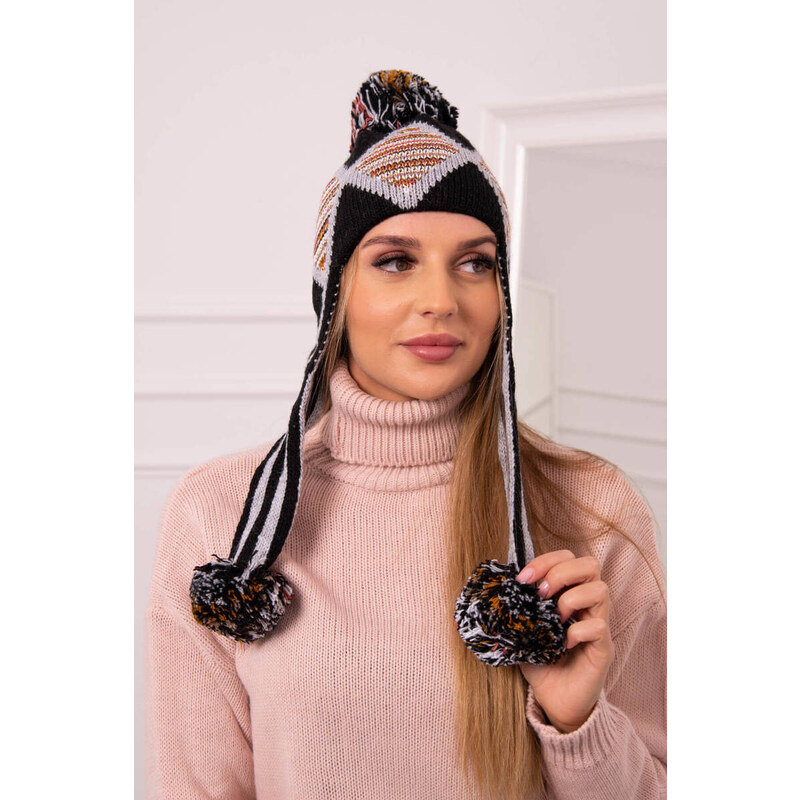 K-Fashion Dámska klapka na uši Eunika K322 black+grey 49759821