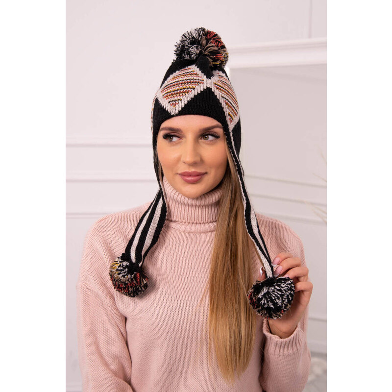 K-Fashion Dámska klapka na uši Eunika K322 čierna + béžová 49759825